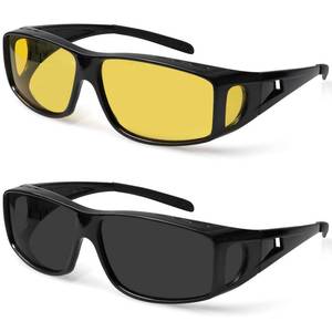 lot 19232 image: Yogo Vision Fit Over Wrap Sunglasses Polarized Lens Wear Over Eyeglasses 100% UV Protection for Men and Women