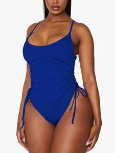 lot 60136 image: Viottiset Womens Ruched High Cut One Piece Swimsuit Tummy Control Bathing Suit Monokini-Medium - Retail $32