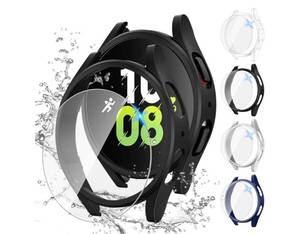 lot 60142 image: Tensea 44PACK for Samsung Galaxy Watch 54 Screen Protector & Case 44mmAnti-Fog Tempered Glass Protective FilmHard PC Bumper Accessories, Face Cover Set for Women Men for Galaxy Watch 54 44 mm