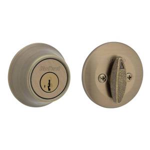lot 60147 image: Kwikset 660 5 SMT CP RCAL RCS K6 Security Single-Cylinder Deadbolt  Antique Brass - Quantity 1 - Retail $39