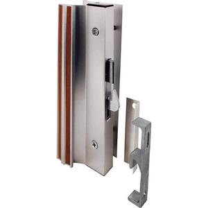 lot 60171 image: Diecast Mill Finish  Sliding Patio Door Surface Mount Handle with Hook Latch - Retail $54