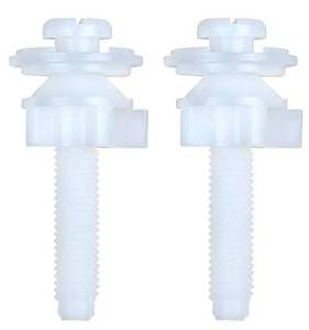 lot 60179 image: 2 Pack Universal Toilet Seat Screws Replacement Kit, Plastic Bolts Toilet Seat Hinge Bolt Screws with Plastic Nuts and Washers Parts Kit, White