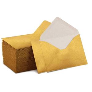 lot 60184 image: Mini Envelopes Gold 4 x 2.75 Gift Card Envelopes. Easy-Seal Business CardGift Card Envelopes (100 Pack)