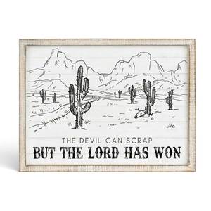 lot 60193 image: Putuo Decor Bohemian Western Wall Decor, Artistic Cowboy Prints, Square Wall Pediments for Living Room and Hallway (Cactus) - Retail $23