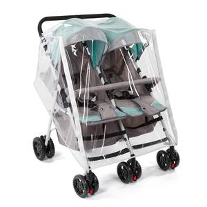 lot 60204 image: Double Stroller Rain Cover, Waterproof Weather Shield for Side by Side Baby Double Stroller, Twins Stroller Cover for RainWindSnowColdDust, Baby Outdoor Accessories - Retail $22