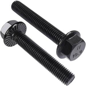 lot 60210 image: VGBUY M6-1.0 x 40mm Flanged Hex Head Bolts, External Flange Hex Drive Screws, Class 10.9 Black Zinc Plated, Alloy Steel, Full Coarse Thread, Pump, Fix Car, DIY Project(30Pcs)