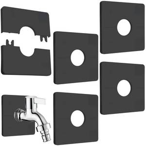 lot 60236 image: 5 Pcs Escutcheon Plate Wall Split Flange 28mm1.1inch Split Flange Toilet Pipe Flange Cover Pipe Cover Black ABS Plumbing Wall Cover Plates Square Self Adhesive Wall-mounted Kitchen Water Pipe Cover