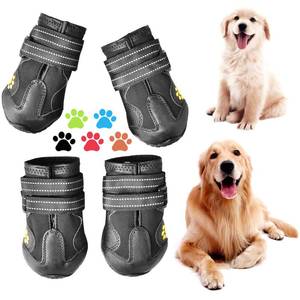lot 60237 image: CovertSafe& Dog Boots for Dogs Non-Slip, Waterproof Dog Booties for Outdoor, Dog Shoes for Medium to Large Dogs 4Pcs with Rugged Sole Black - Retail $22