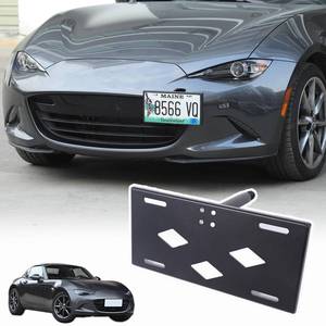 lot 93 image: Front Bumper Tow Hook License Plate Mount Bracket for Maz-da Miata MX-5 ND 2016-2024,No Drill Tow Front Bumper Tow Hole Hook License Plate Mount Adapter Relocation Kit Accessories - Retail $49