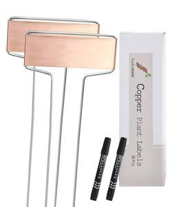 lot 99 image: 30 Copper Garden Plant Tags Planting Labels Reusable Gardening Markers with 2 Marker Pens for Patio Vegetable Herbs Flowers Nursery Seeding 10.8 - Retail $20