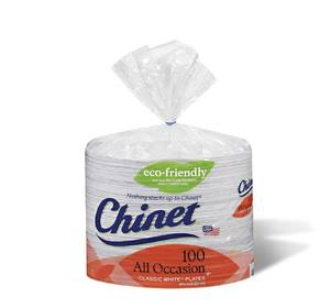 lot 100 image: Chinet Classic White, Round All Occasion Fiber Plates, 8.75 Inch, 100 Count - Retail $20