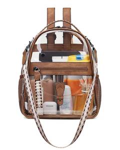 lot 101 image: FADEON Clear Small Backpack Purse for Women, Designer Transparent Shoulder Handbag, PVC Mini Clear Bag for Stadium Approved - Retail $29