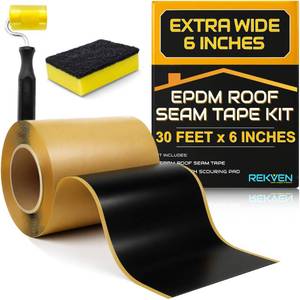 lot 108 image: EPDM Rubber Roofing Seam Tape Kit - 30 Feet x 6 Inch - Double Sided Butyl Tape �� Black Self Adhesive for Liner Bonding Sealing Repairs �� Works with EPDM TPO Hypalon and Other Membranes - Retail $50