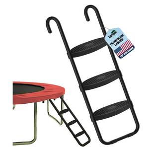 lot 128 image: Eurmax USA Universal Trampoline Ladder,240 lbs Capacity,3 Skid-Proof Safety Wide Steps,UV-Resistant Steel Stairs for KidsChildren,Universal Hook Fit,Trampoline Stairs Accessories for ChildrenKids - Retail $33