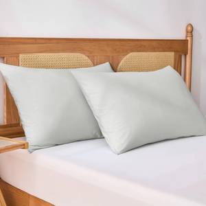 lot 142 image: Amazon Basics Cooling Pillow Cases for Hot Sleepers, Soft Pillow Covers, Silky Smooth on Hair and Skin, High Elastic and Envelope Closure for Snug Fit, 20 x 26, Standard, Gray, Pack of 2 - Retail $13