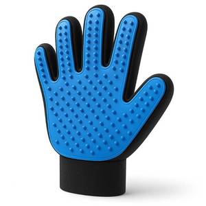 lot 143 image: PRE OWNED Pet Grooming Gloves for Dogs & Cats �� Gentle Hair Remover, Deshedding Bath Mitt, 2-in-1 Brush & Massage, Waterproof & Washable, Blue (1 Pair) - Retail $11