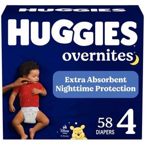 lot 159 image: Huggies Overnites Nighttime Protection Diapers - Size 4 - 58ct - Retail $62