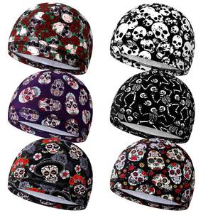 lot 201 image: Haysandy 6 Pcs Cooling Skull Cap Motorcycle Helmet Liner Men Women Sweat Wicking Beanie Bicycle Running Cap Head Wrap(Skull Style) - Retail $10
