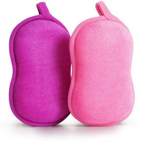 lot 214 image: BabaMate Baby Bath Sponge - Ultra Soft Baby Sponge for Bathing - Kids Bath Sponges for Infants, Toddler Bath Time, 2 Count (1 Pack) - Pink Violet - Retail $14