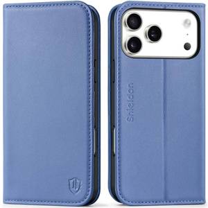 lot 224 image: SHIELDON Genuine Leather Case Wallet for iPhone 17 Pro Max 6.9-inch  Folio Magnetic  RFID Blocking Credit Card Holder  Kickstand  Shockproof Phone Cover 2025  Wisteria Purple - Retail $31