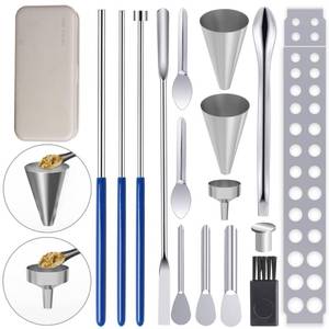 lot 231 image: 16Pcs Filling Tools Kit - Short Stem Funnels Home & Lab Supplies with Empty Tray and Spoon Scoops Spatula Tamper Quickly Maker All Size # 000 00 0 1 2 3 4 5 Funnel ��16Pcs - Retail $12