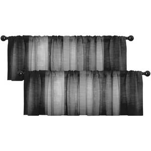 lot 254 image: Emvency 2 Pack Dark Grey Valances Window Treatments, Gray Striped Abstract Blackout Drapes Adjustable Curtain for Windows Living Room Kitchen Over Sink, 52x18 Inch Rod Pocket Valances - Retail $10
