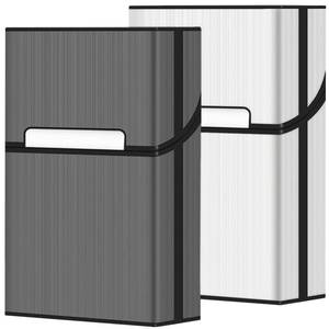 lot 259 image: roygra Cigarette Case (2 Pack), Magnetic Switch 20pcs Cigarette Holder Case for Men Women, Cigarettes Smoking Accessories, Metal and Plastic Box for Smoke (Gray  Silver, 85mm King Size) - Retail $8