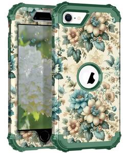 lot 288 image: Hocase for iPhone SE 20222020 Case, Heavy Duty Shockproof Protection Hard PlasticSilicone Rubber Hybrid Protective Case for iPhone SE 3rd2nd Generation (4.7) - Teal Blue Flowers - Retail $17