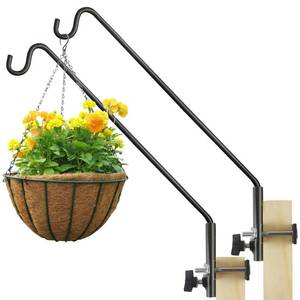 lot 301 image: ERYTLLY 2 Packs Extended Rail Hook Fence Deck Bird Feeder Hook 360 Degree Rotary and Length Adjustable Plant Bracket for Feeders, Planters, Suet Baskets, Lanterns, Wind Chimes and More - Retail $34