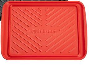 lot 302 image: Cuisinart Grilling Prep & Serve Tray, 17x10.5 inch BBQ Tray Safe for Food Handling, 1 Dishwasher Safe Nesting Trays Red, Perfect Grilling Accessories for Cooked & Raw Meat, Fits 6 Burgers - Retail $50
