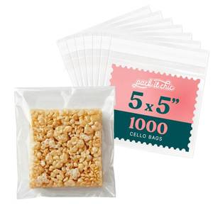 lot 307 image: 5 X 5 Self Sealing Cellophane Bags (1000 Pack) - Clear Cookie Bags With Seal for Baked Goods Packaging, Cookie Wrappers, Bakery Packaging, Bake Sale, Candy, Treats, Goodies, Gifts, Party Favors - Retail $20