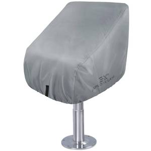 lot 315 image: Explore Land Boat Captain Chair Cover - Waterproof 600D Heavy Duty Boat Caption Seat Cover - 24W x 22D x 24H inch, Grey - Retail $28