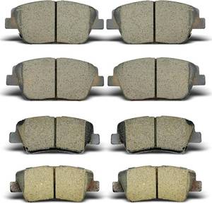 lot 316 image: 8pcs Ceramic Brake Pads Compatible with 2011-2014 Hyundai Sonata(2.0L2.4L),2011-2014 Kia Optima (2.4L),2014 Kia Optima (2.0L) - Retail $31