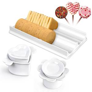 lot 317 image: Cake Pop Cutter and Pusher with 8.7 Tray, Heart Round Cake Pop Mold Set - Retail $9