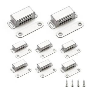 lot 322 image: Ravinte 8 Pack Silver Magnetic Door Catch, Brushed Satin Nickel Cabinet Magnets, Strong Magnetic Catch Latch for Kitchen Cabinets, Drawers & Cupboards, Stainless Steel Closures - Retail $10