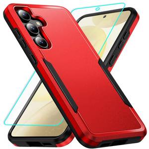 lot 341 image: for Galaxy S24 case with Screen Protection Heavy Duty Protective Shockproof and Scratch Proof Cell Phone case for Samsung Galaxy S24-Red - Retail $13