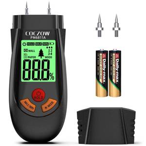 lot 342 image: Wood Moisture Meter, with Battery and LCD Display, Suitable for Quick Determination of Moisture Content of Many Types of logs, Paper, Plywood, Plaster Walls, Floor coverings, etc. - Retail $16