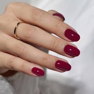 lot 343 image: BTArtbox Press On Nails Short - Press on Nails Red Short Oval Nails Fake Nail with Nail Glue, Fit Perfectly, Reusable Stick On Nails in 16 Sizes, 32 Nail Kit, Grape - Retail $15