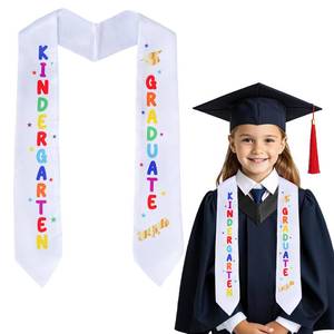 lot 346 image: Haakong Kindergarten Graduation Sash Unisex Kindergarten Preschool Graduation Stole Printed Class of 2026 Colorful Grad Stole for Kids (White, 130CM) - Retail $5