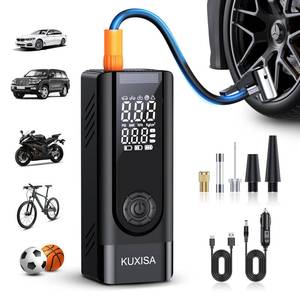 lot 363 image: KUXISA Tire Inflator Portable Air Compressor, 3X Faster Air Compressor with Digital Pressure Gauge, 180PSI Faster Portable Air Pump for Cars, Motorcycles, Bicycles, Balls(Black) - Retail $5,811