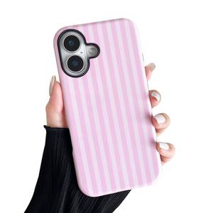 lot 371 image: CHEDEMK Compatible with iPhone 17 Case, Cute Fashion Aesthetic Striped Phone Case for Women, Shockproof Soft TPU and Hard PC Protective Phone Cover for iPhone 17 6.3- Pink - Retail $10