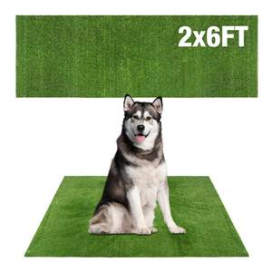 lot 381 image: GLOBREEN Grass Pad for Dog Large Size - 2FTx6FT, Dog Potty Training Turf, Indoor Outdoor Pets Pee Fake Grass for Balcony Patio Yard - Retail $21