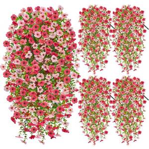lot 385 image: Faylifeway Artificial Hanging Flowers for Outdoors Spring Summer Decoration, 4PCS UV Resistant Silk Fake Hanging Plants for Patio Porch Front Yard Window Garden Indoor Decor(Hot Pink&Light Pink,4PCS) - Retail $40