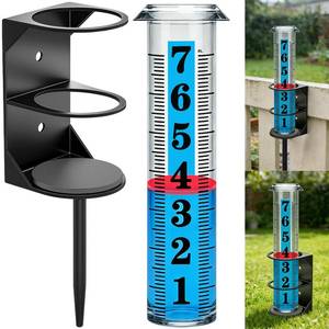 lot 400 image: YZDTECH Rain Gauge Outdoor, Accurate Rain Gauges Outdoors Best Rated with Metal Rack Holder, Large Water Gauge with Red Float, Water Rain Meter with Thickened Plastic Large Font Tube for Yard Garden - Retail $17