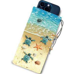 lot 416 image: CHEMUSE EMF Shield Sleeve for Cell Phone Reduce Signal Anti-EMP Pouch Against Radiation, EMF, 5G, RFID Blocking 4x8 Inch Beach Sea Turtle Phone Sleeve Bags - Retail $15