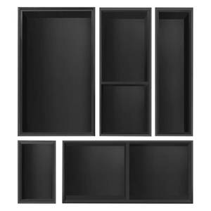 lot 418 image: Bxngjuj Bamboo Drawer Organizer,5 PCS Black Silverware Tray&Desk Organizers and Storage,Cabinet Divider With Removable Bathroom Organization for Kitchen,Utensils,Junk,Office,Makeup - Retail $33