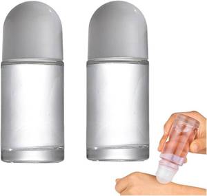 lot 425 image: YuanHolumid 1Pc White 50ML Glass Empty Roller Bottles with Plastic Roller Ball, Deodorant Roll On Containers Leak Proof Massage Ball Bottles for Essential Oil Perfume Refillable Containers Tools - Retail $6
