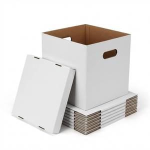lot 430 image: CRUGLA Vinyl Record Storage Boxes with Lids 7 Pack, 13 Inch Cube, Collapsible Corrugated Cardboard, Quick Fold Assembly with Pre-Applied Adhesive, Side Cut-Out Handles, Home Office Organizer, White - Retail $32