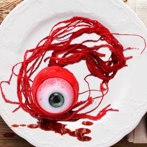lot 432 image: Shappy 2 Pcs Halloween Fake Eyeballs Ripped Out Eyeball Prop Realistic Horror Halloween Decoration Scary Movie Hand Made Quality Ripped Out Eyes for Party Favors (Green) - Retail $13