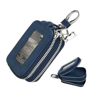 lot 484 image: Hbxdeco Double Layer Car Key Case, Leather Zipper Car Key Fob Holder Bag, Vehicle Smart Keys Protector, Keychain Accessories (Royal Blue, Double Layer) - Retail $7